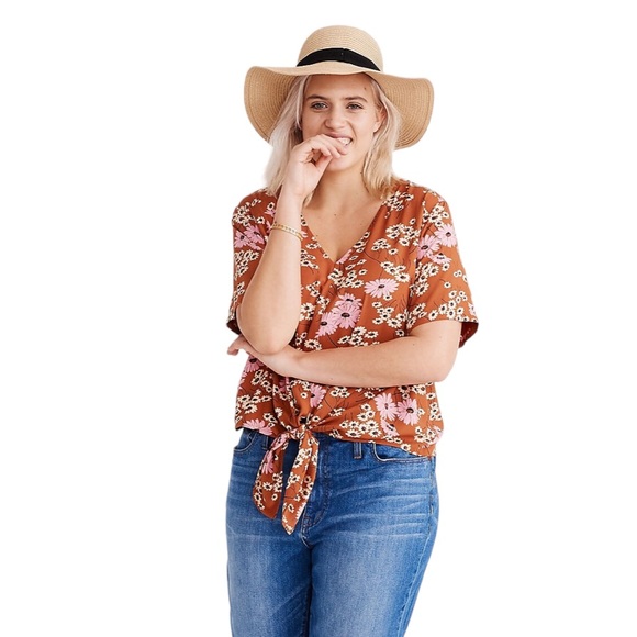 Madewell Novel Tie Front in Hillside Daisies Size Medium - Picture 1 of 17